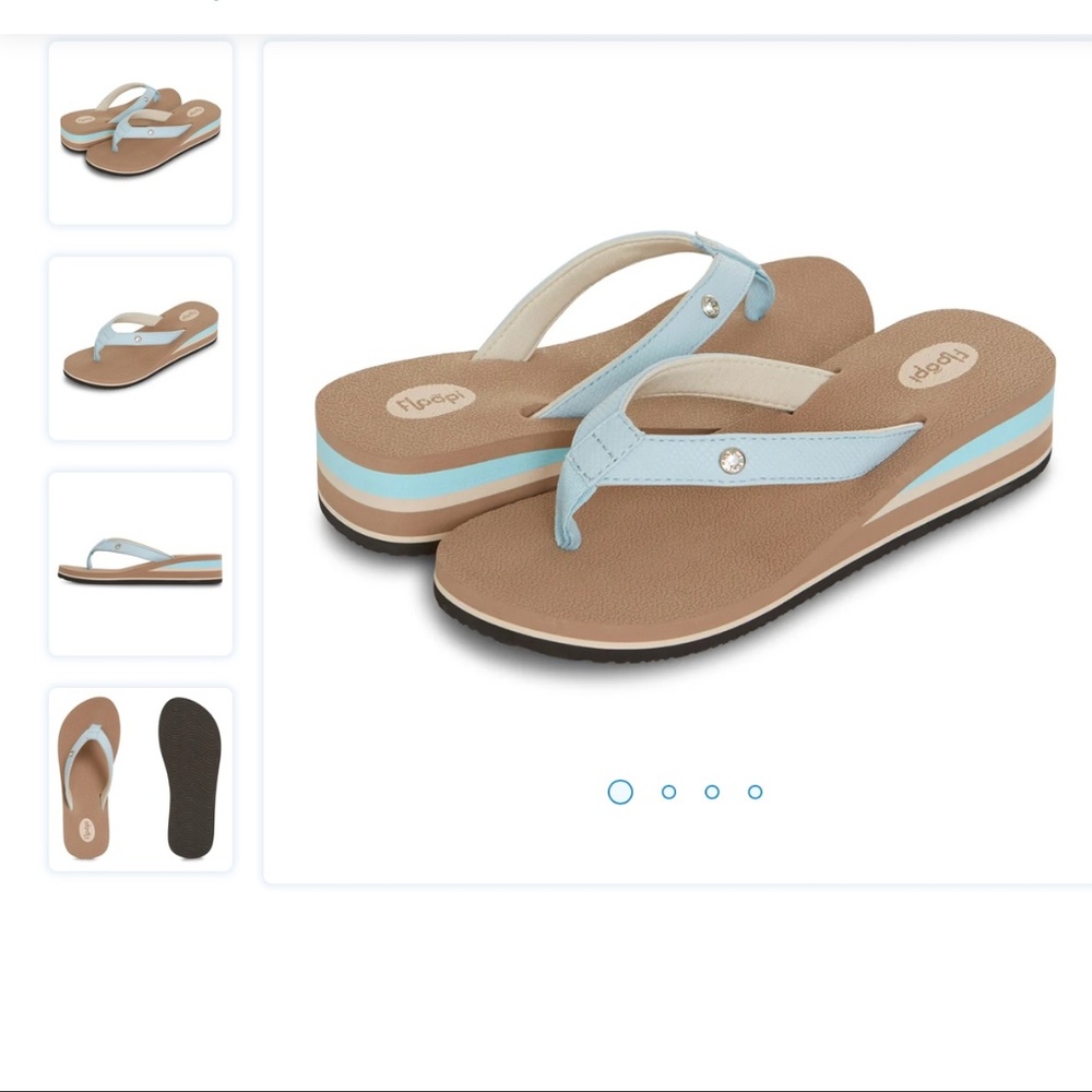FLOOPI Women’s Lola Wedge Thong Flip Flop. Size 9 in Tan SALE $25